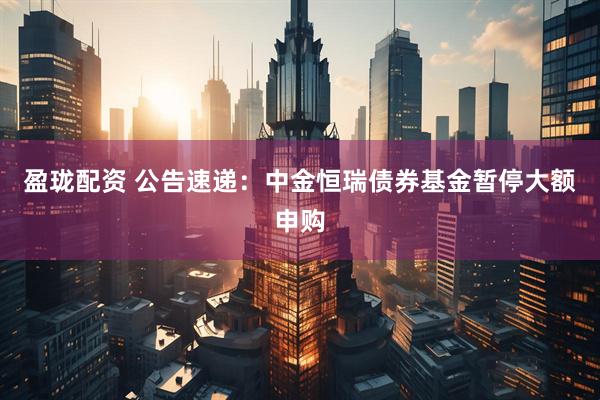 盈珑配资 公告速递：中金恒瑞债券基金暂停大额申购